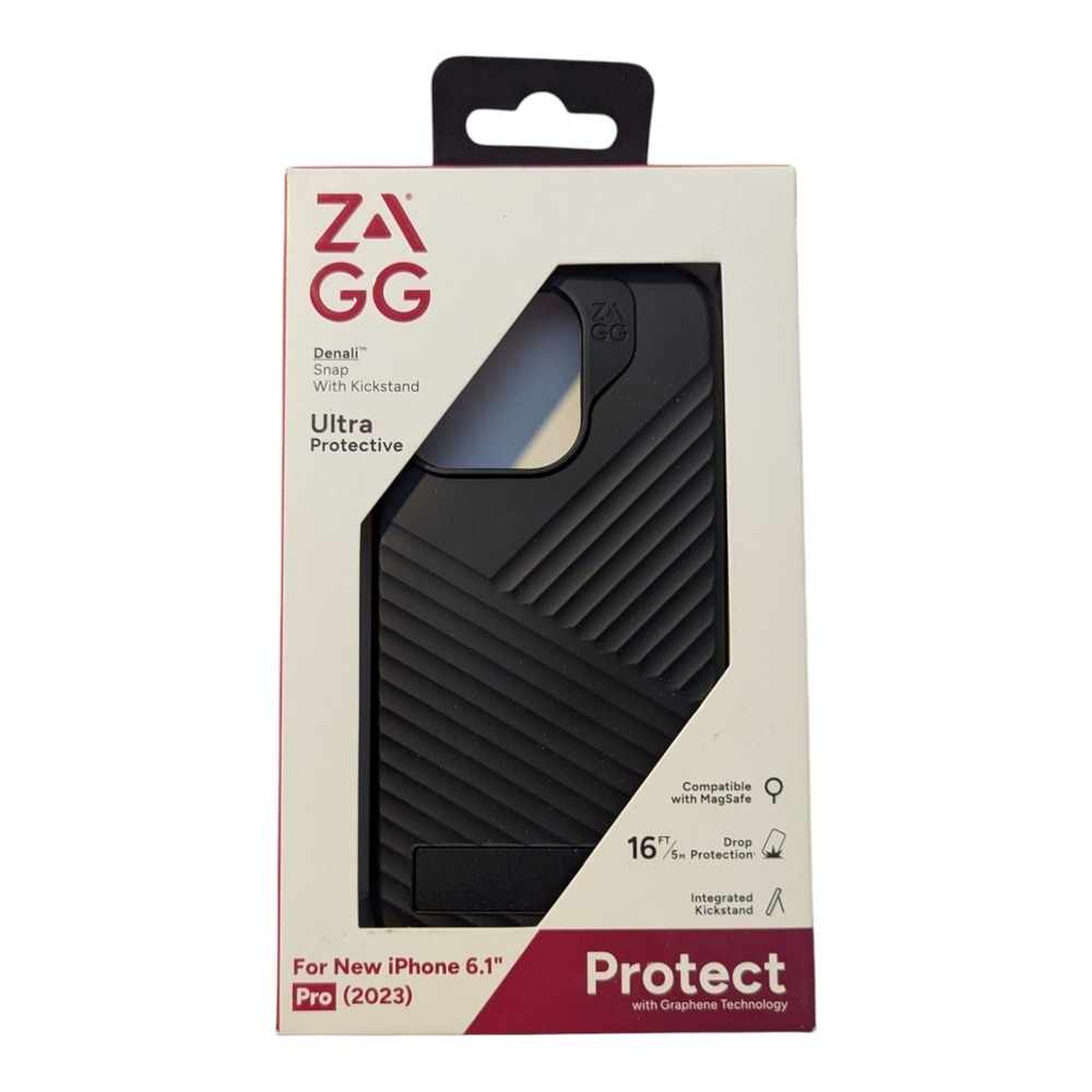 M9. ZAGG Denali Snap Kickstand MagSafe Case For Apple iPhone 15 Pro‎ - Black